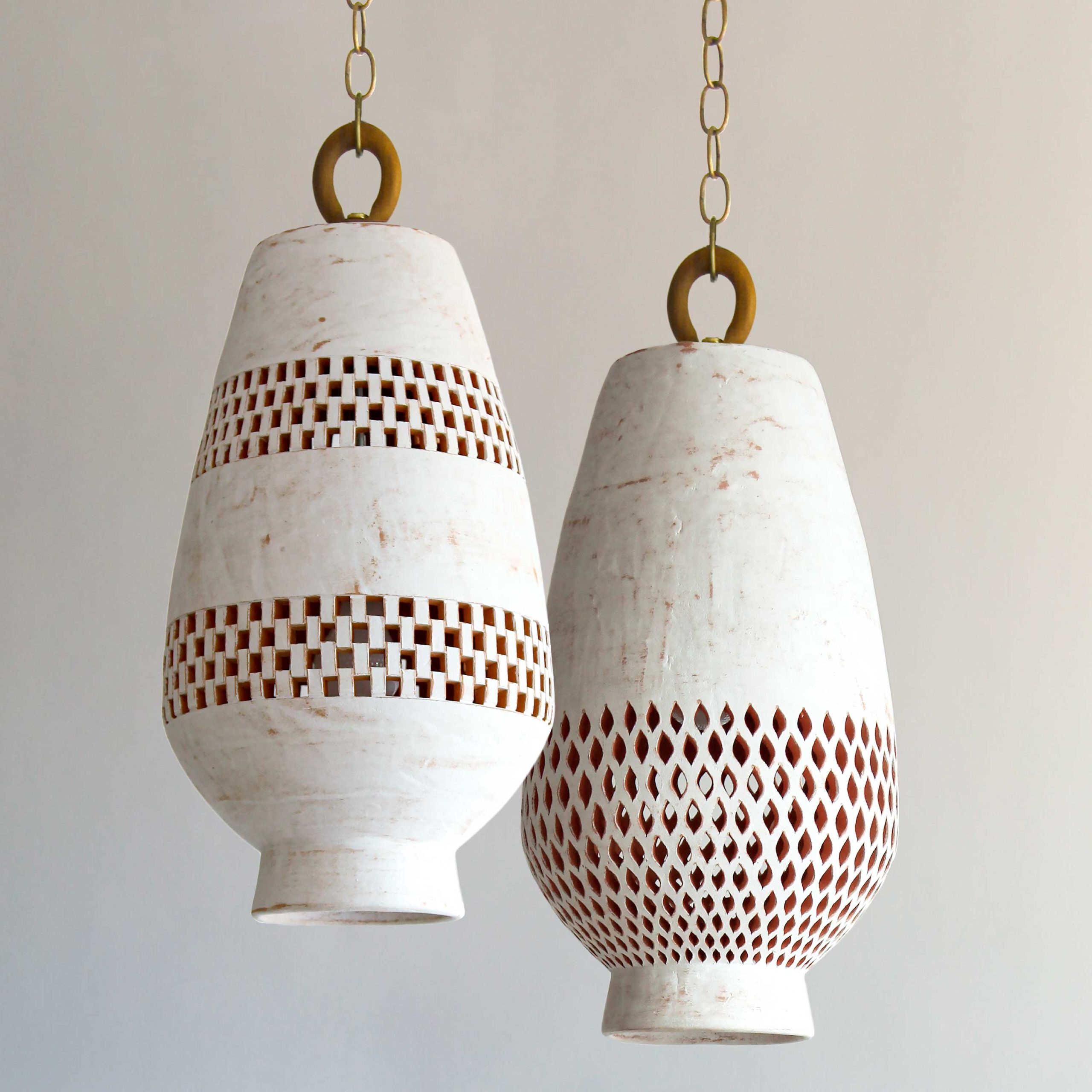 White ceramic pendant lights perfect for bedroom lighting