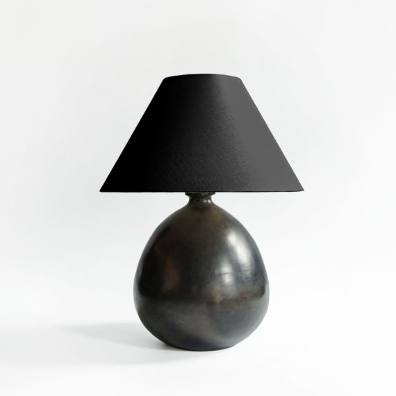 Black ceramic table lamp with black linen shade