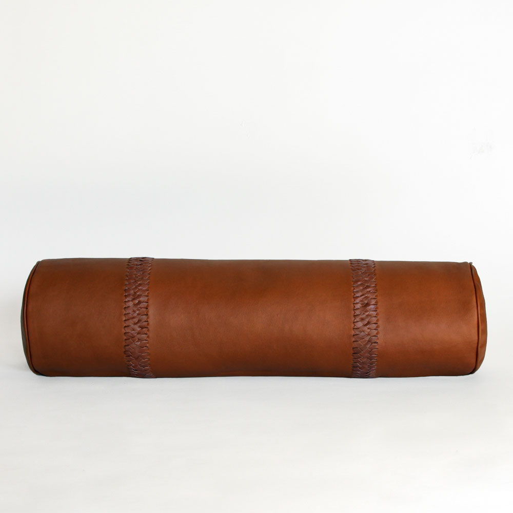 Talabartero Collection Braided Bolster, Leather Bolster Pillow