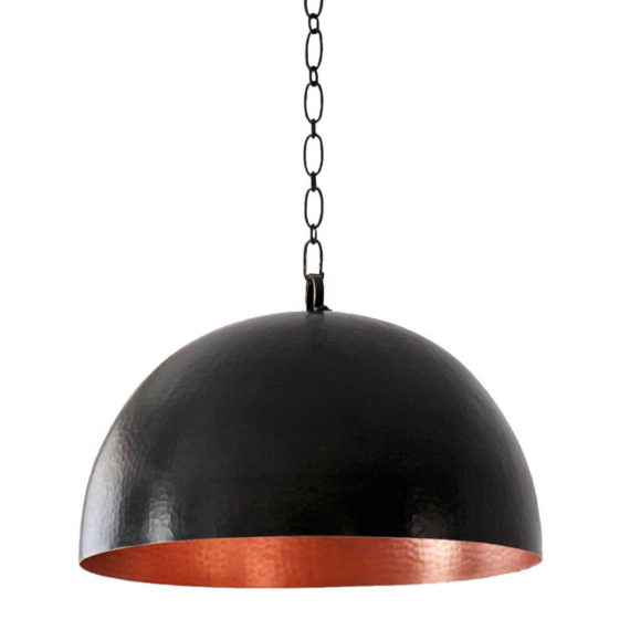 black and copper dome pendant