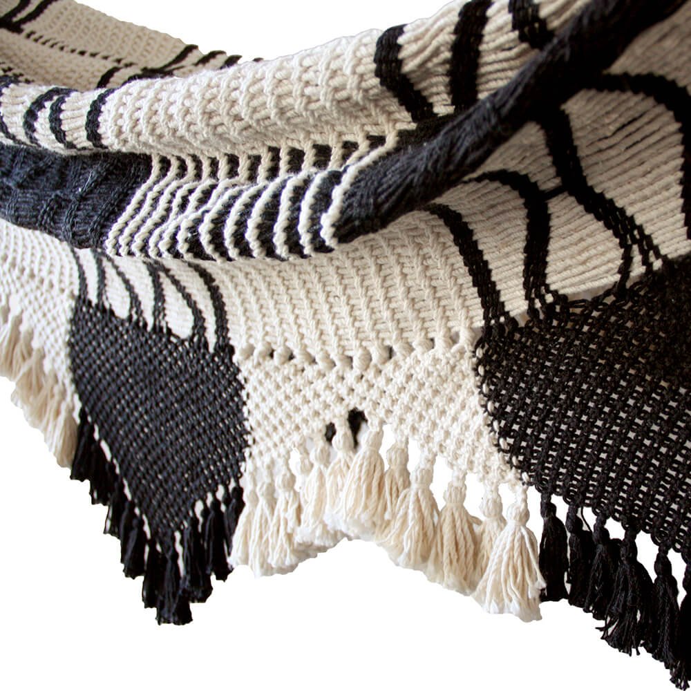 best luxury striped black handwoven indoor or outdoor hammock
