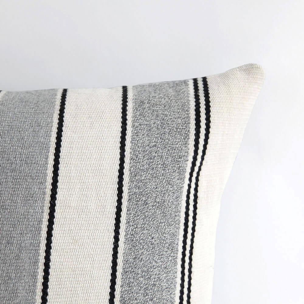 Alpaca Pillows Ivory, Grey + Thin Black Stripe - l'aviva home