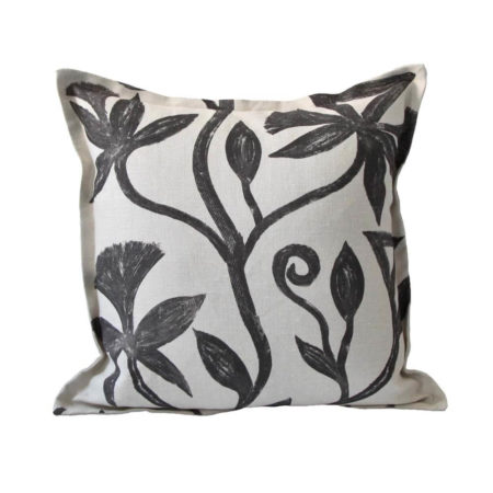 graphic botanical linen throw pillow