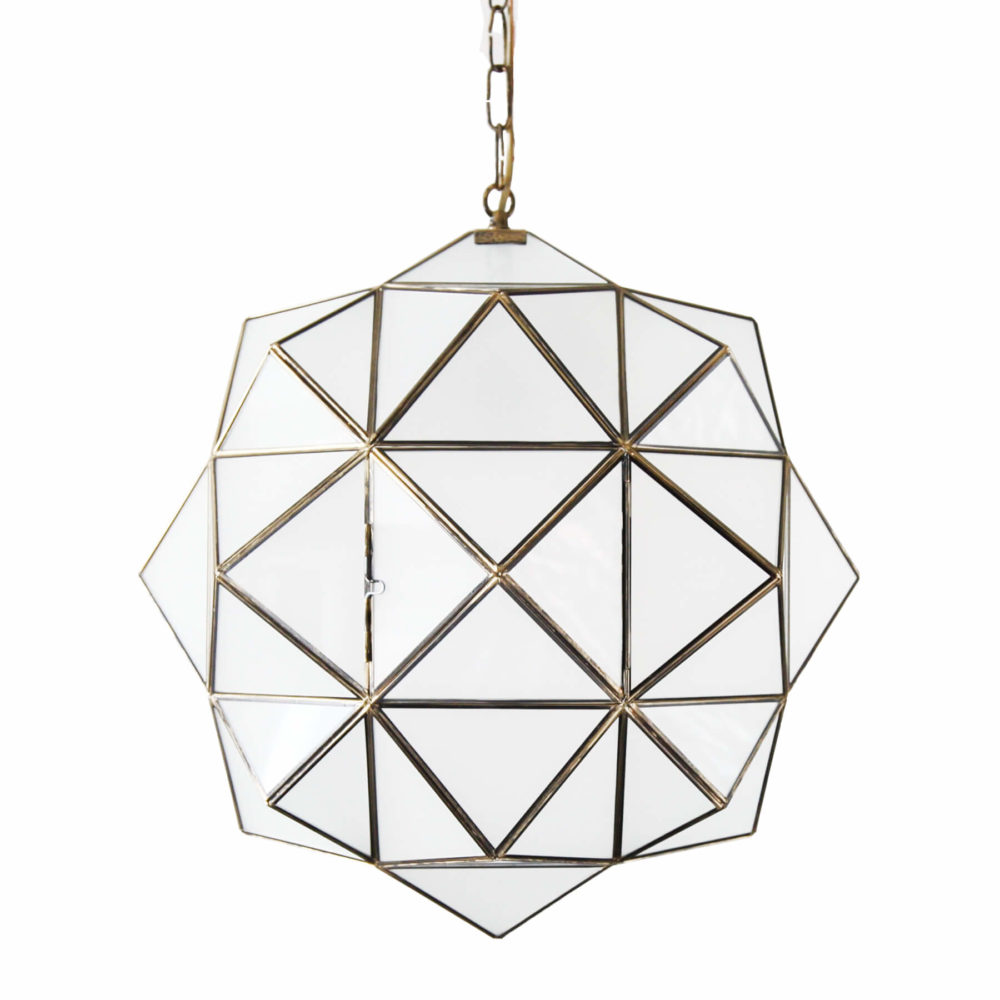 rombus light fixture from l'aviva home. handmade brass pendant light.