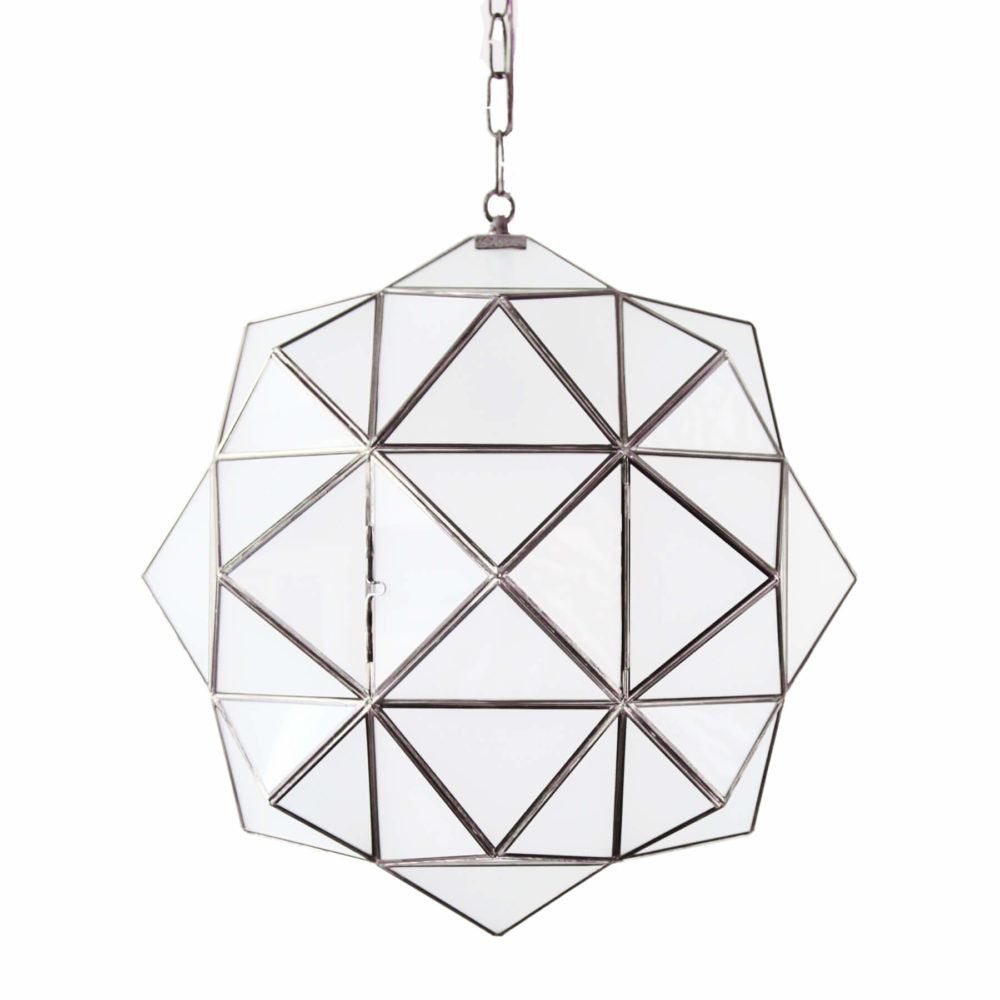 rombus light fixture from l'aviva home. handmade silver pendant light.