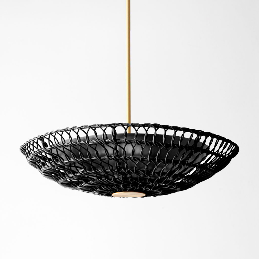 Black Rattan with Brushed Brass