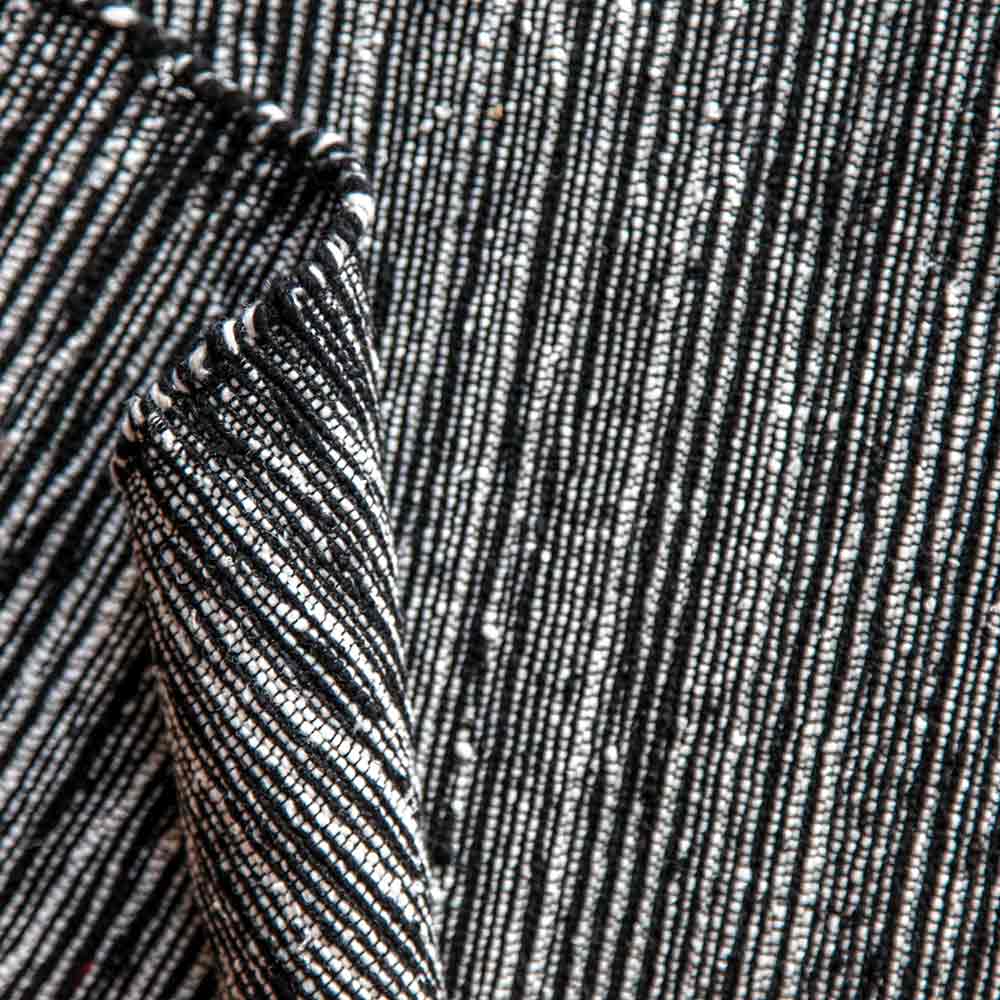 stria blanc + noir cotton fabric by the yard, beautiful, black, nubby fabric that is prefect for upholstery and pillows.