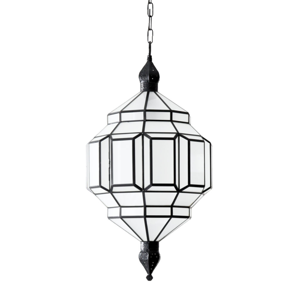 alhambra pendant light. black satin metal finish with milk glass.
