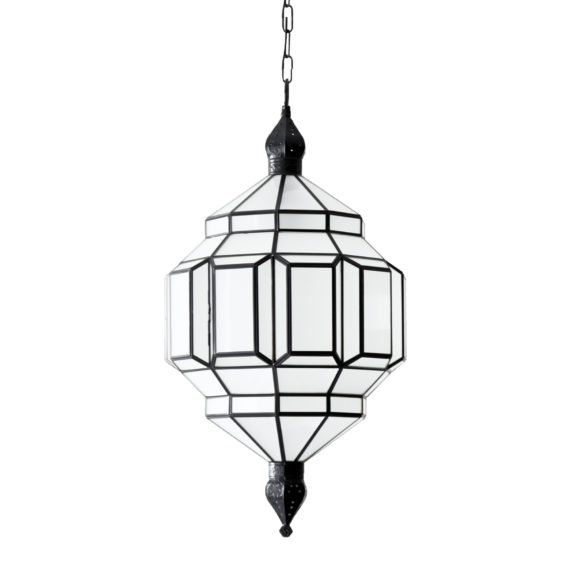 alhambra pendant light. black satin metal finish with milk glass.
