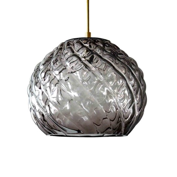 cuishe, handblown glass pendant light fixture in charcoal glass.