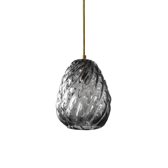 tobola, handblown glass pendant light fixture in charcoal glass.