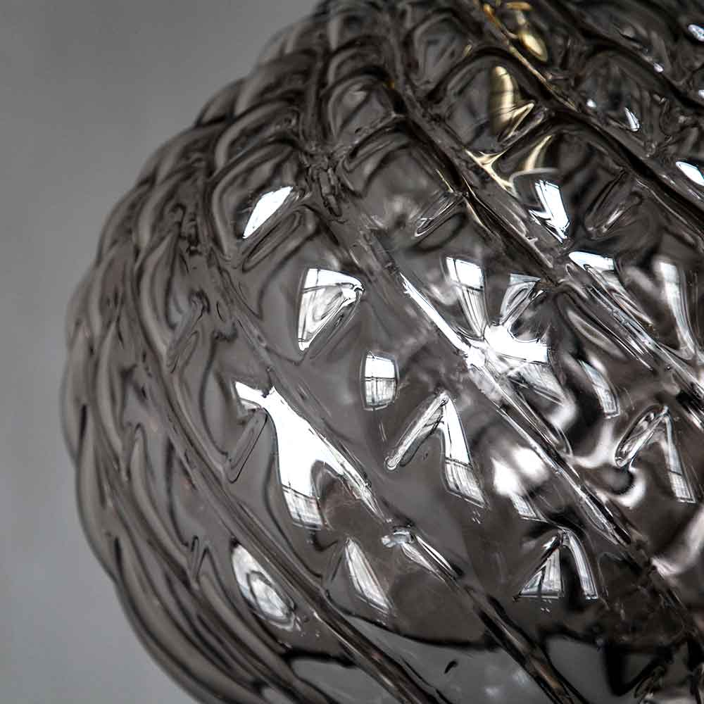 large pendant light fixture in charcoal glass.