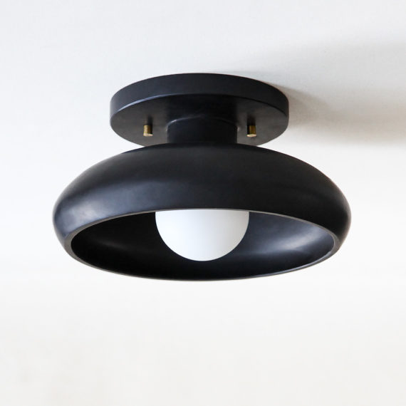 semi-flush ceiling mount in matte black stone onyx