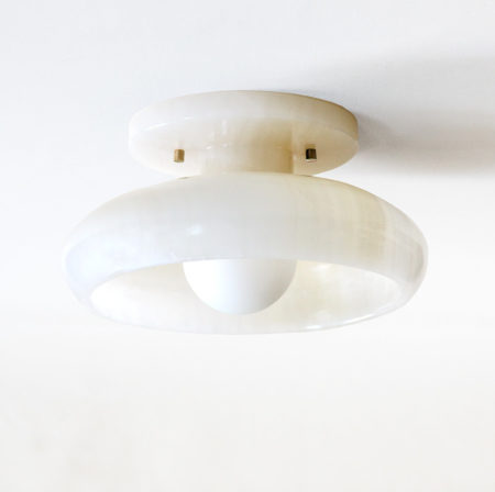 semi-flush ceiling mount in milk white stone onyx