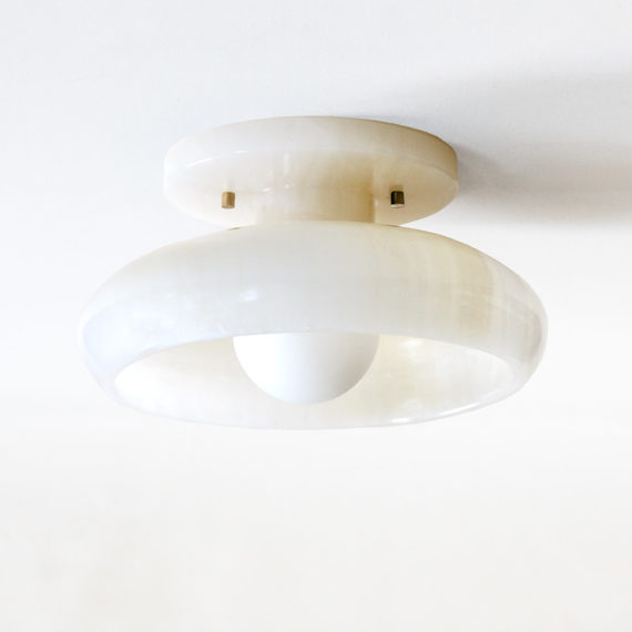 semi-flush ceiling mount in milk white stone onyx