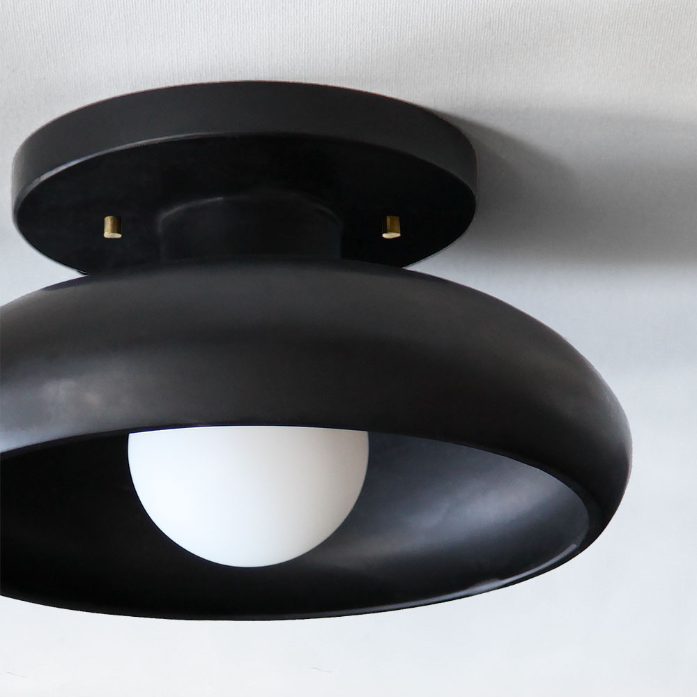 black stone onyx ceiling flush-mount light fixture, perfect for hallway lighting or for low ceilings.