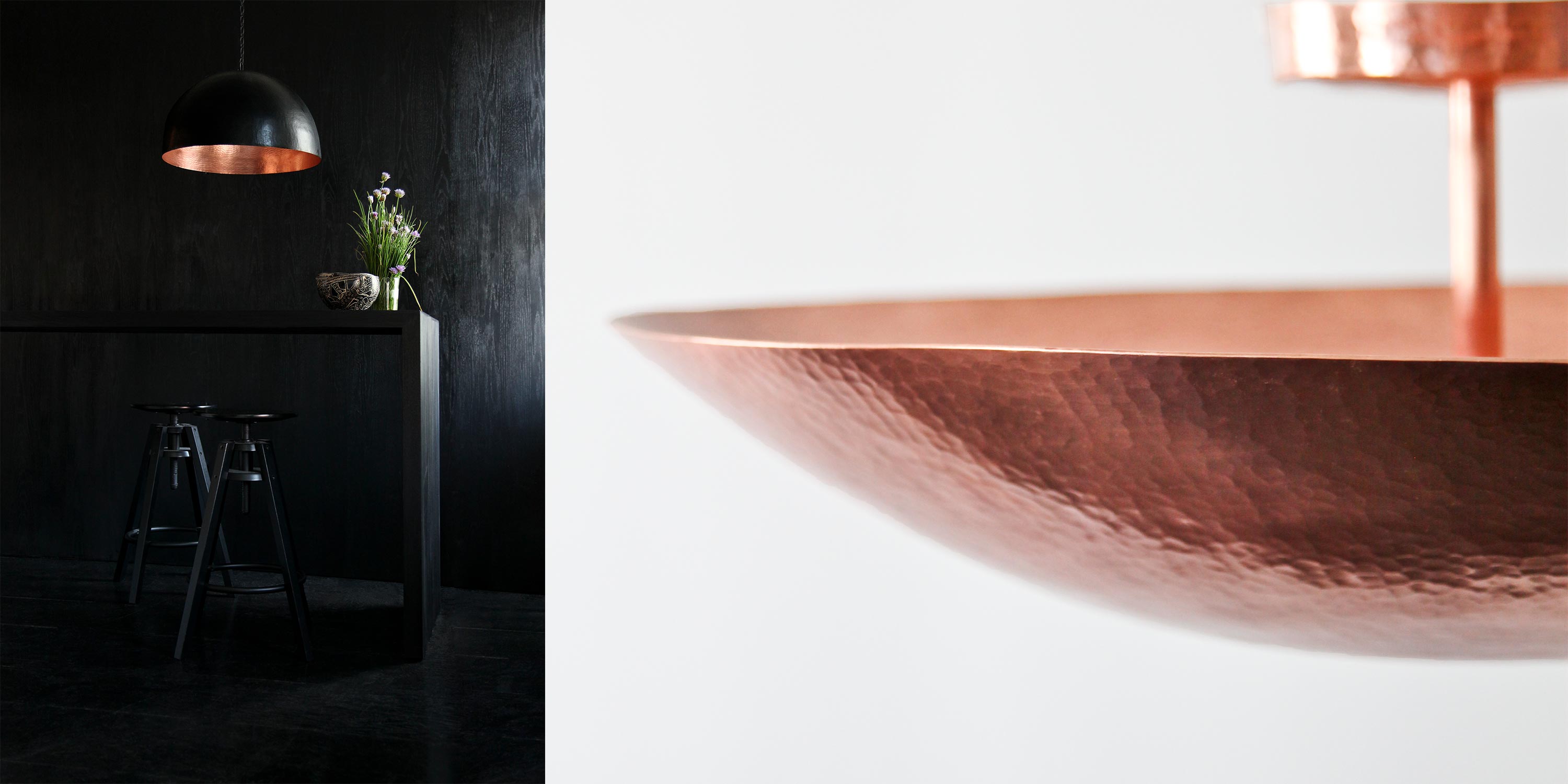 modern hammered copper pendant lights and semi-flush mounts