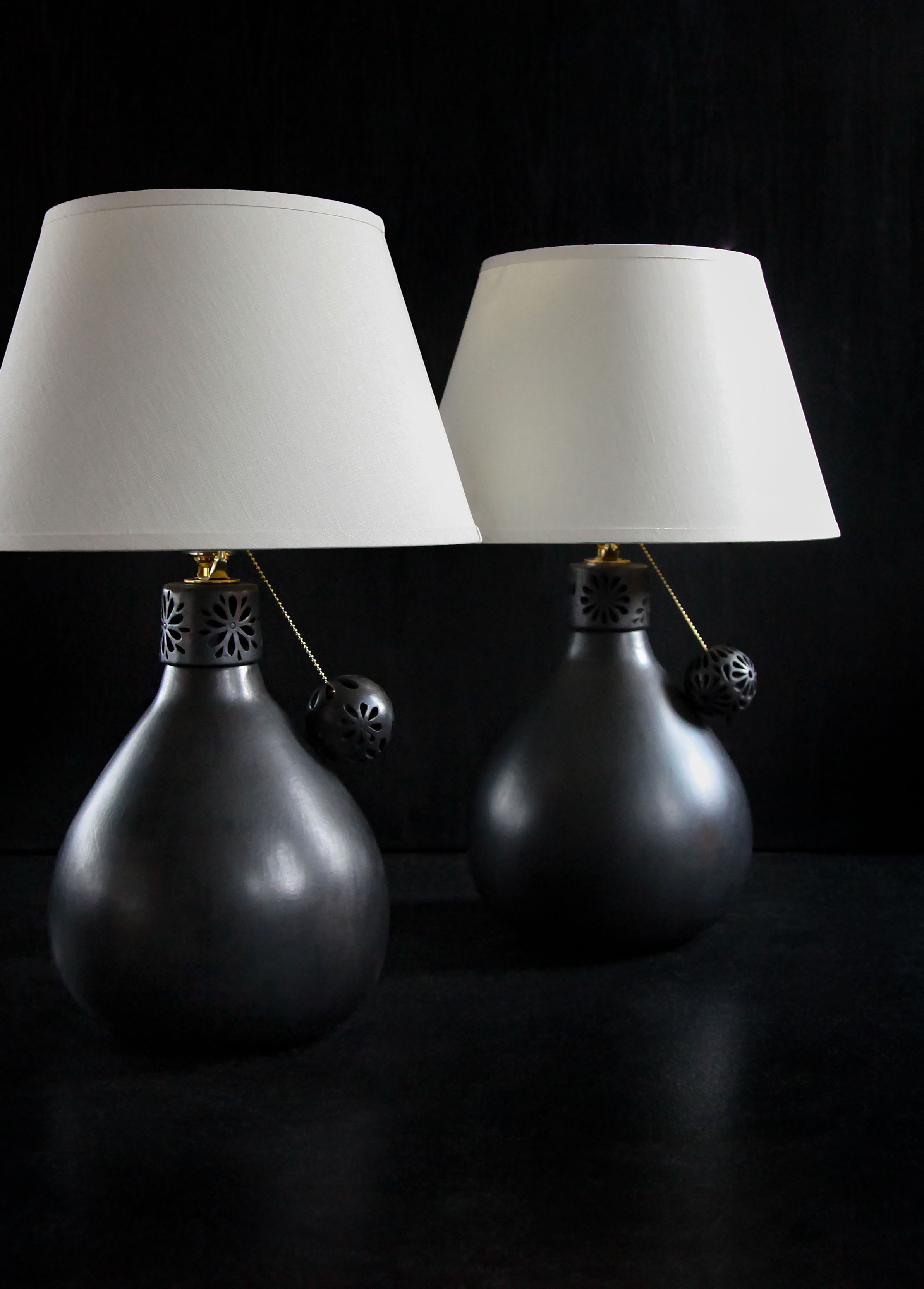 handmade black ceramic barro negro table lamps