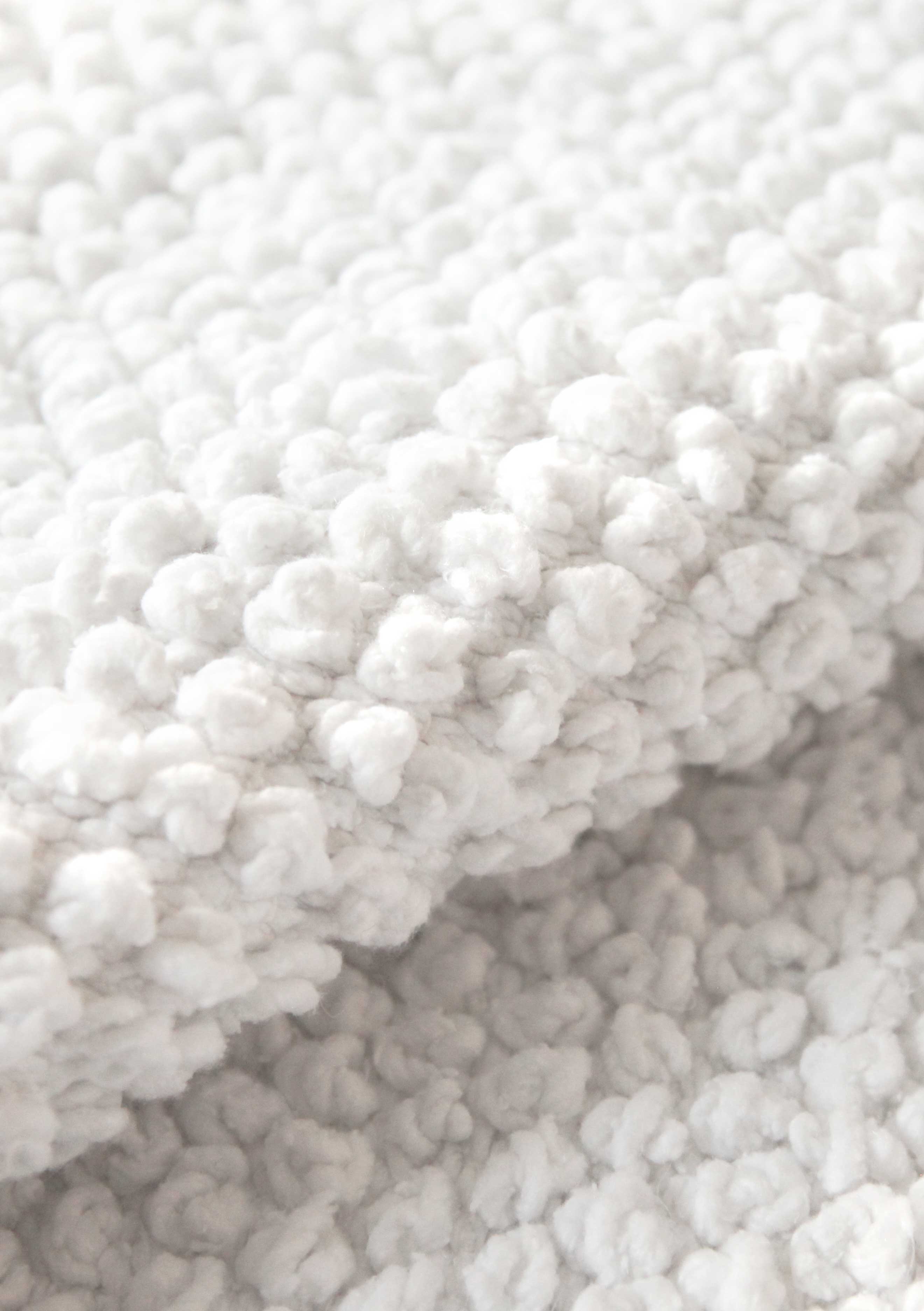 Temoayan throw blanket, hand knotted, textured, white cotton blankets.
