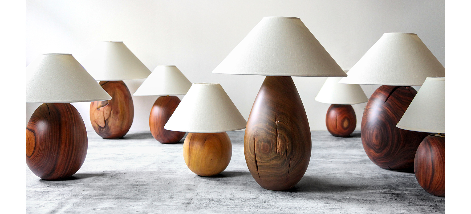 arbol lighting, mix and match tropical wood table lamps.