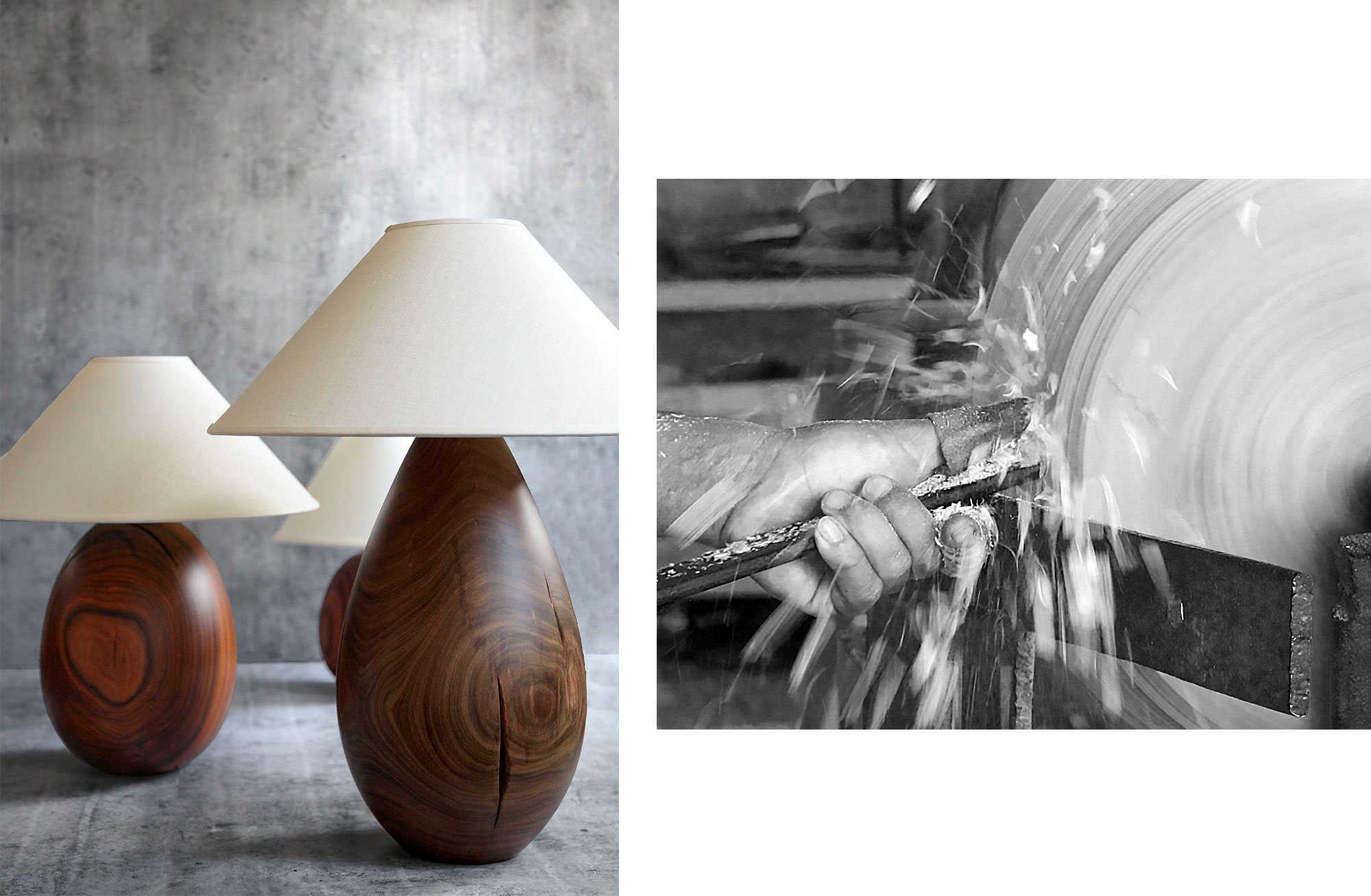 arbol-story-collage_5 arbol lighting, mix and match tropical wood table lamps.