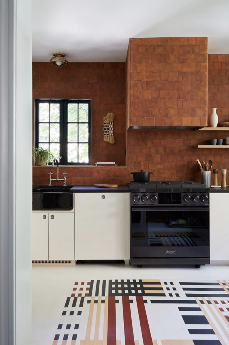 Terra Onyx semi-flush light in the kitchen of the Brooklyn Designer Showhouse designed by Jesse Parris Lamb Interiors.