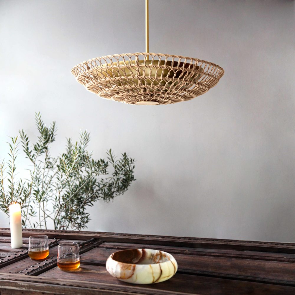 Ventila, rattan light fixture, perfect for over table kitchen lighting or hallway lighting.