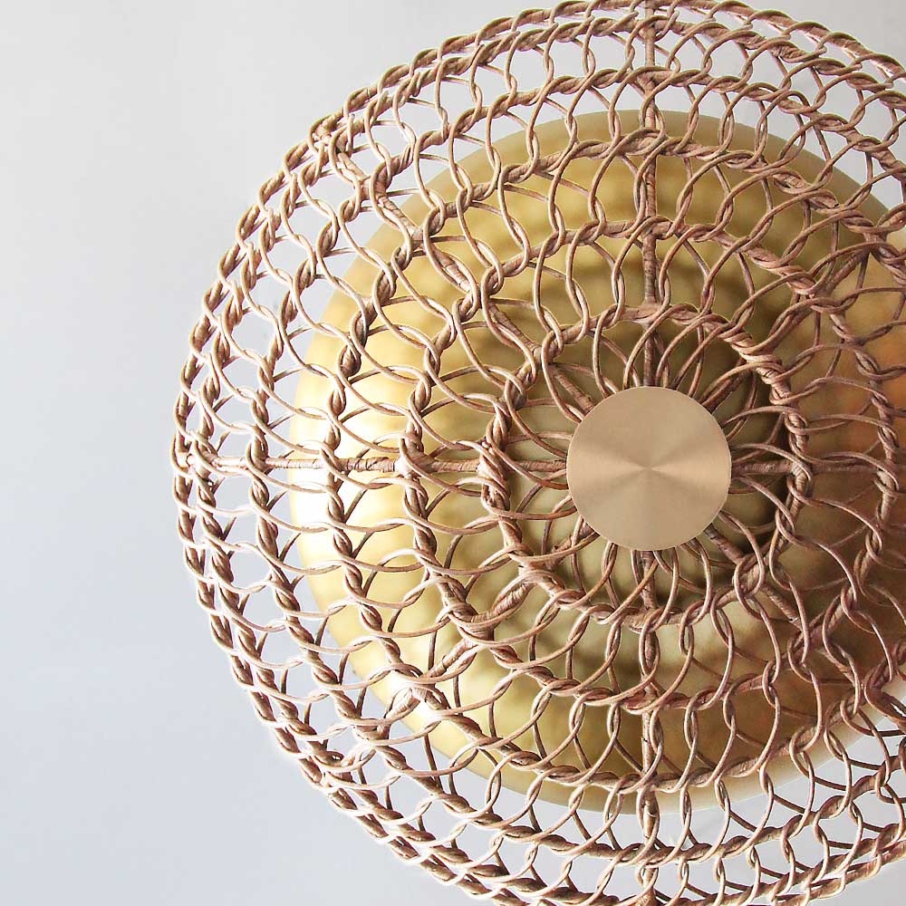 Natural rattan Ventila pendant light with brass hardware