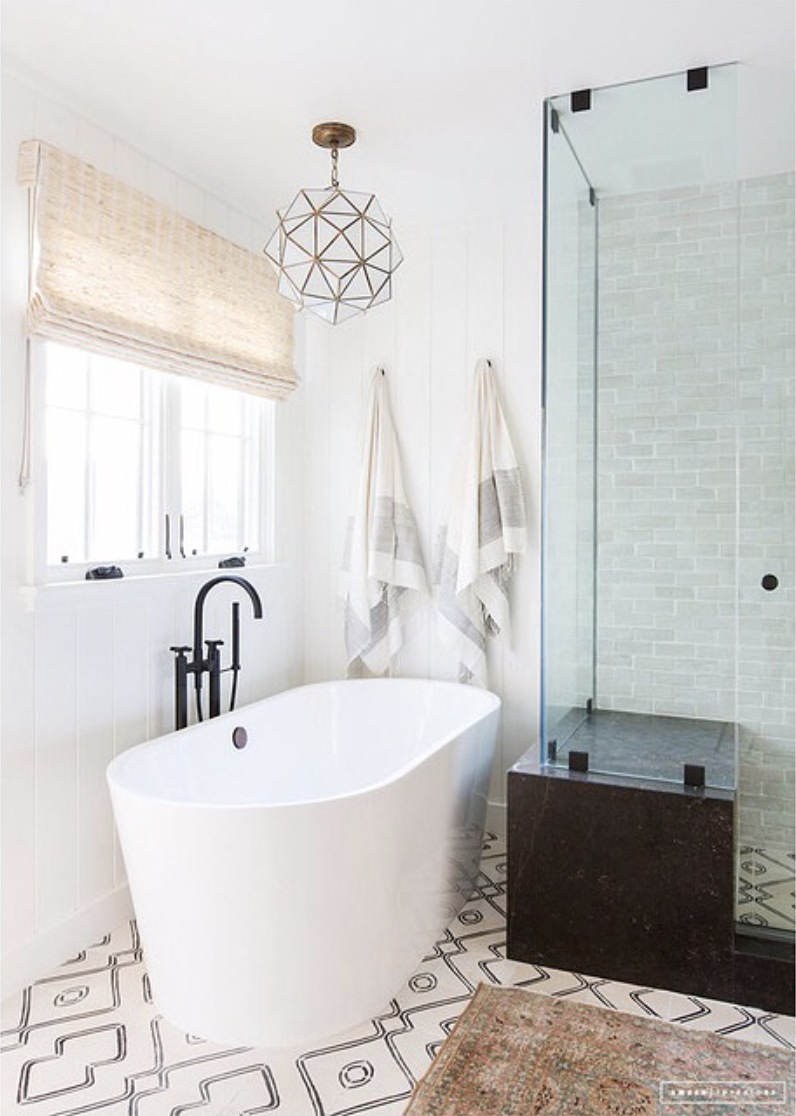 Granada pendant light in master bathroom designed by Amber Interiors