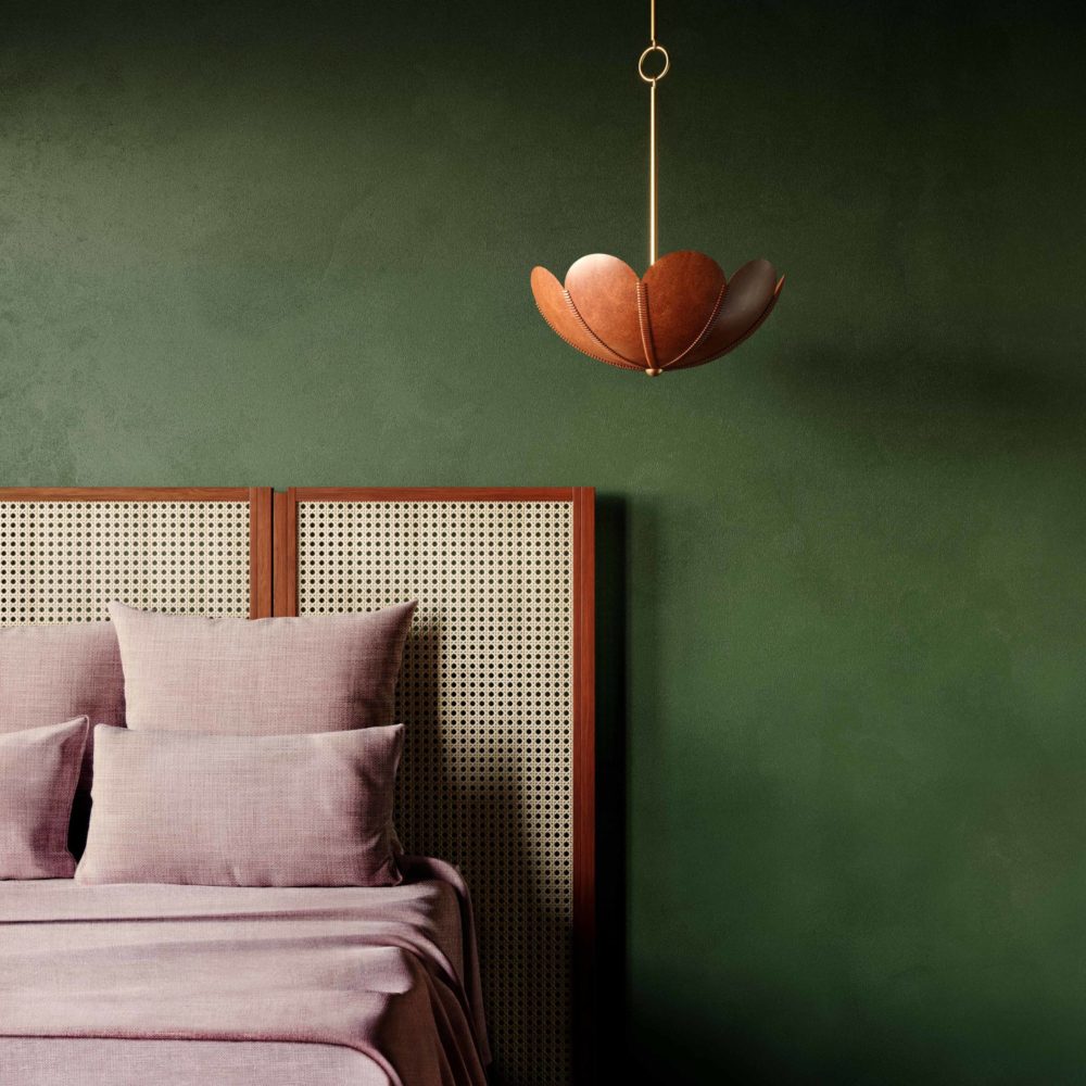 Talabartero Saddle Lamp as a leather bedside pendant