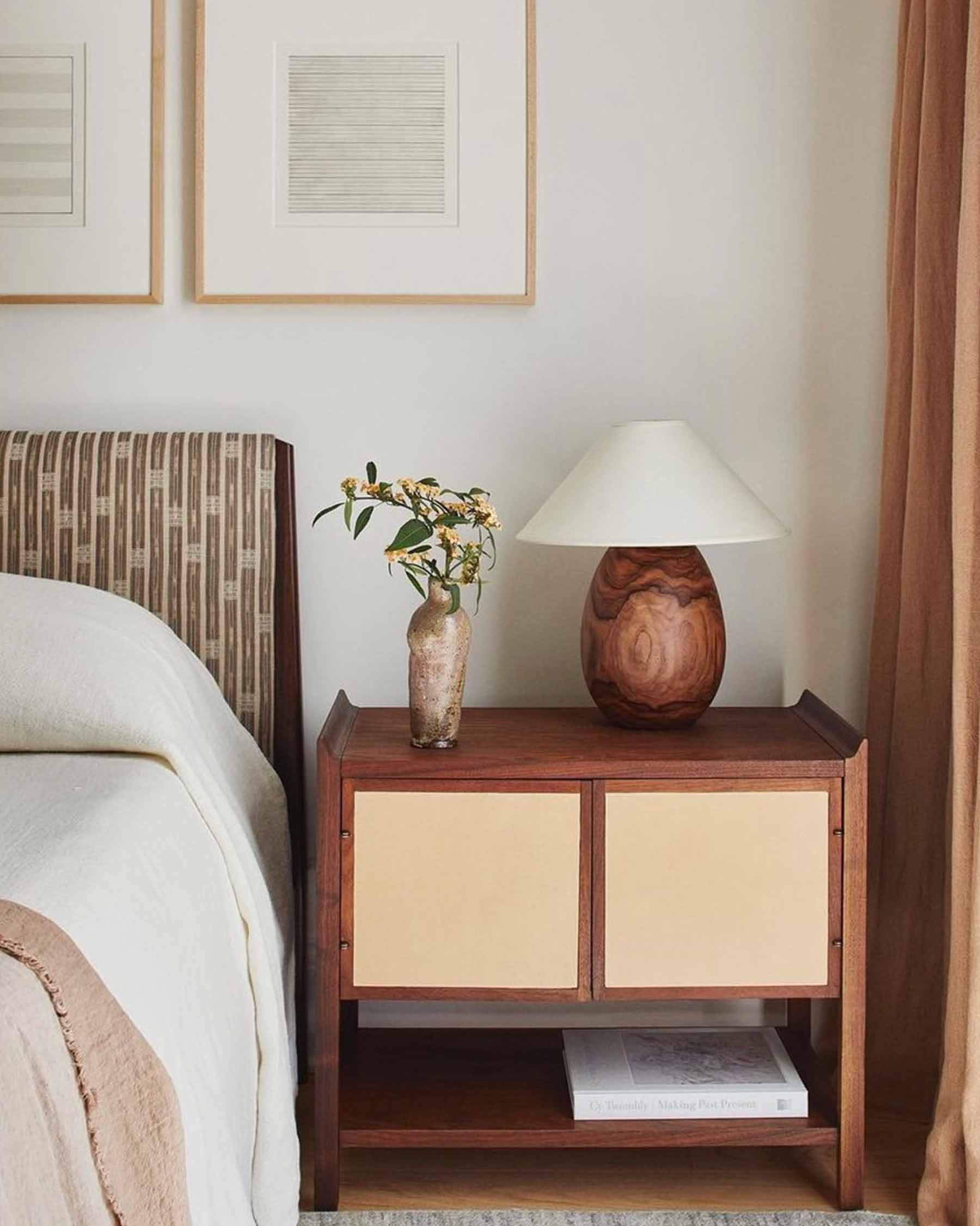 Tropical wood arbol table lamp in a space designed by Sandra Weingort