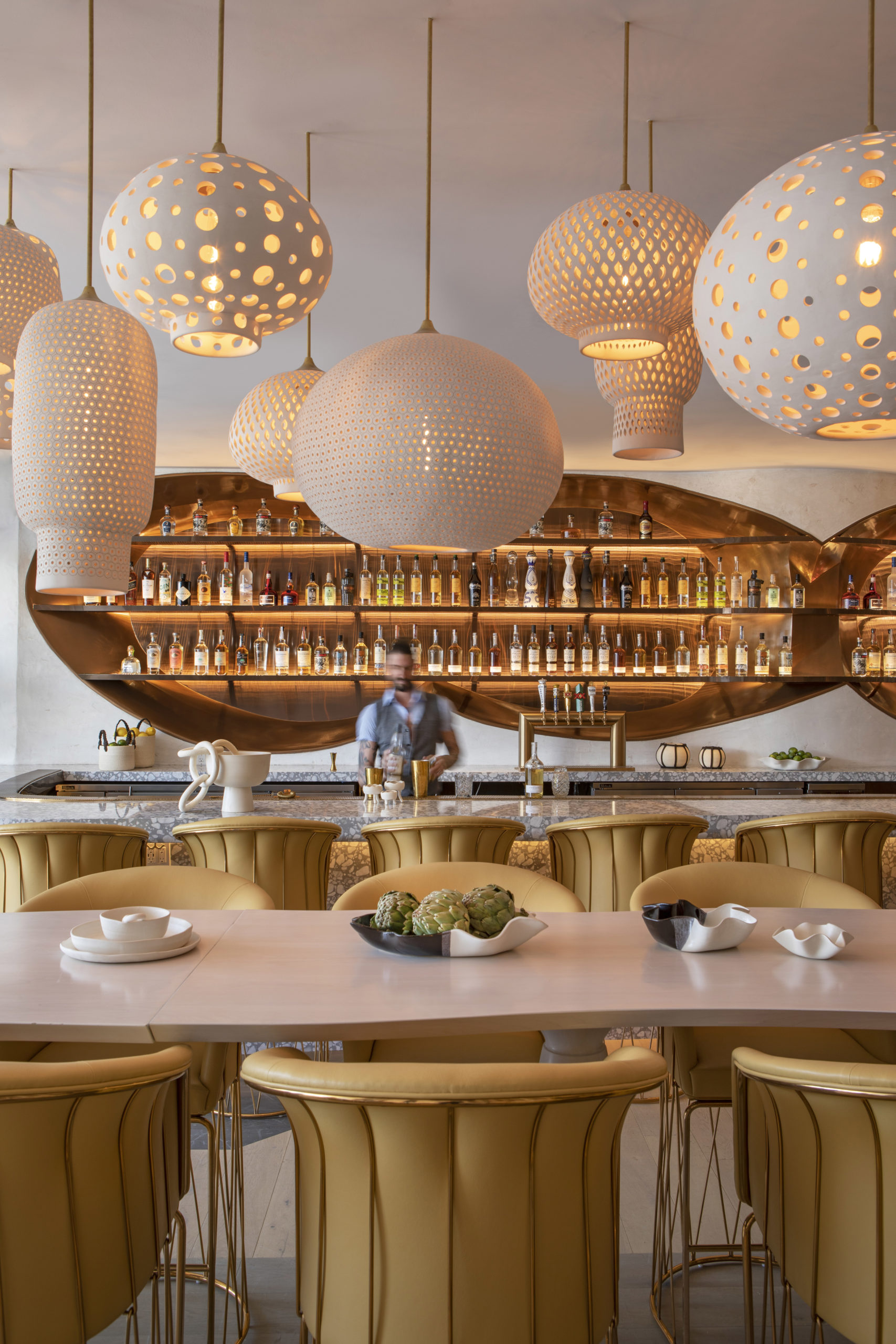 Pendant lights by L'Aviva Home for Gulla Jonsdottir Design at Esperanza Restaurant