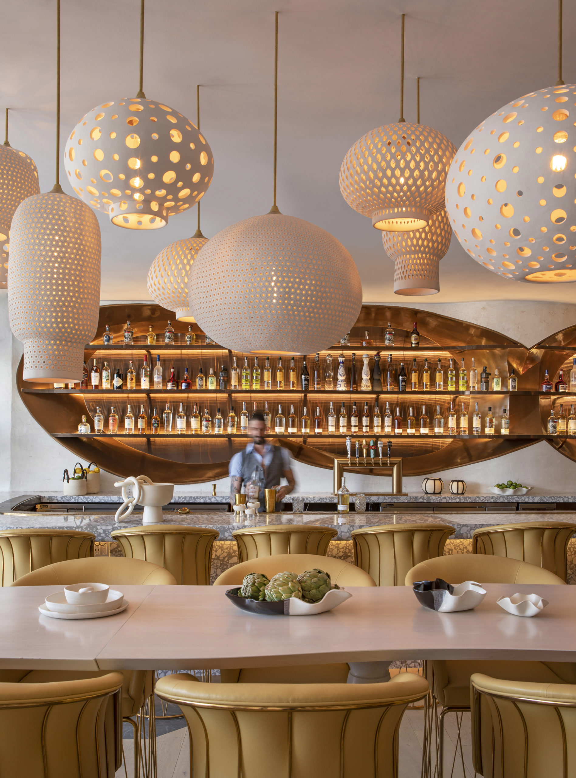 Pendant lights by L'Aviva Home for Gulla Jonsdottir Design at Esperanza Restaurant