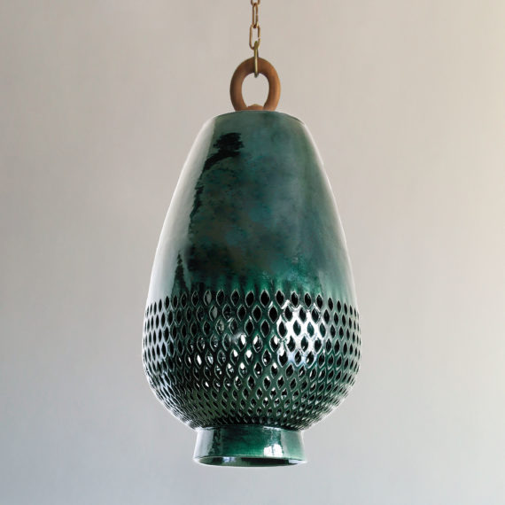 Atzompa Ceramic Pendant Light Emerald Green