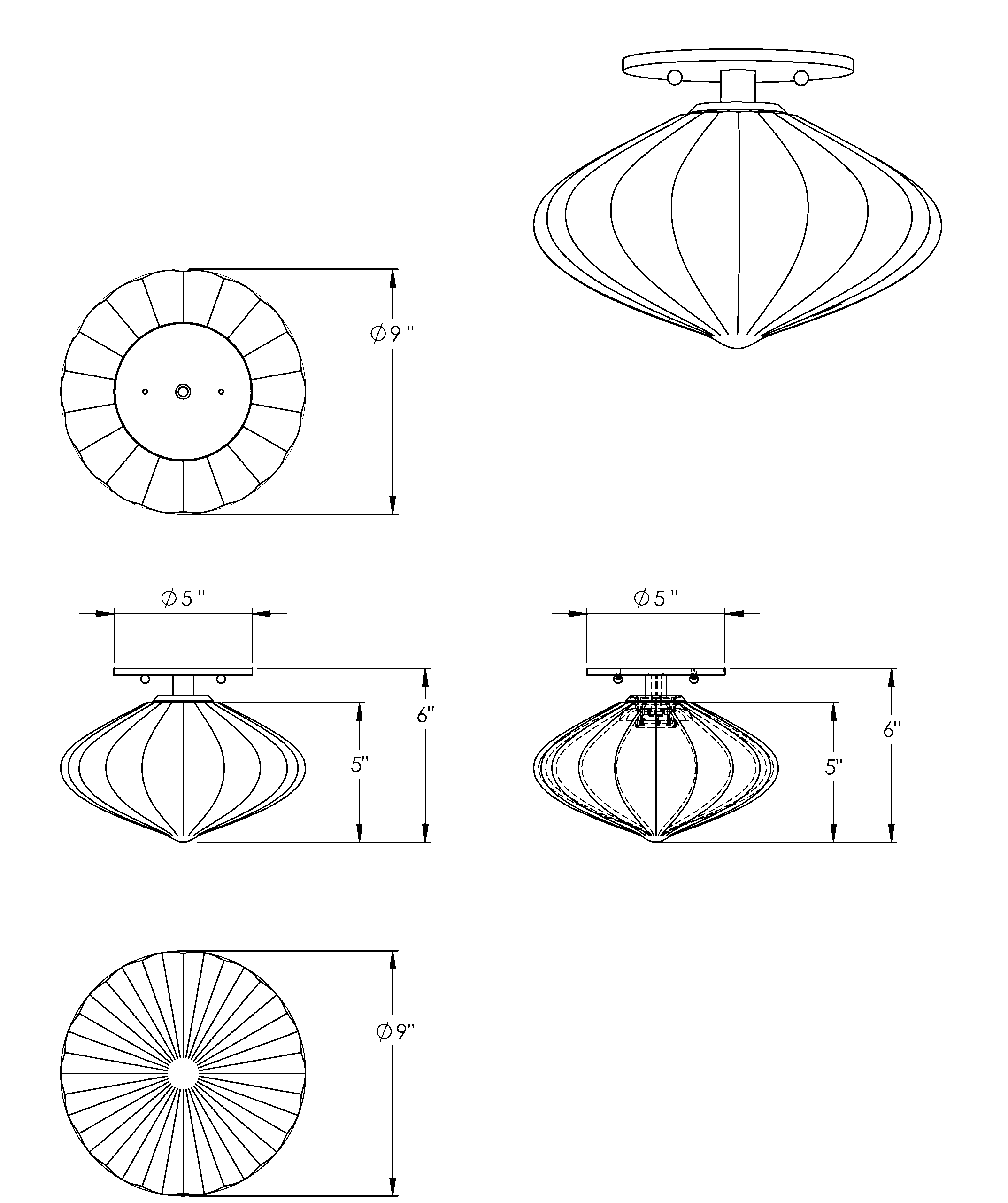 Espadin MINI Flush Mount_V1241125 Espadin mini flush mount technical drawing