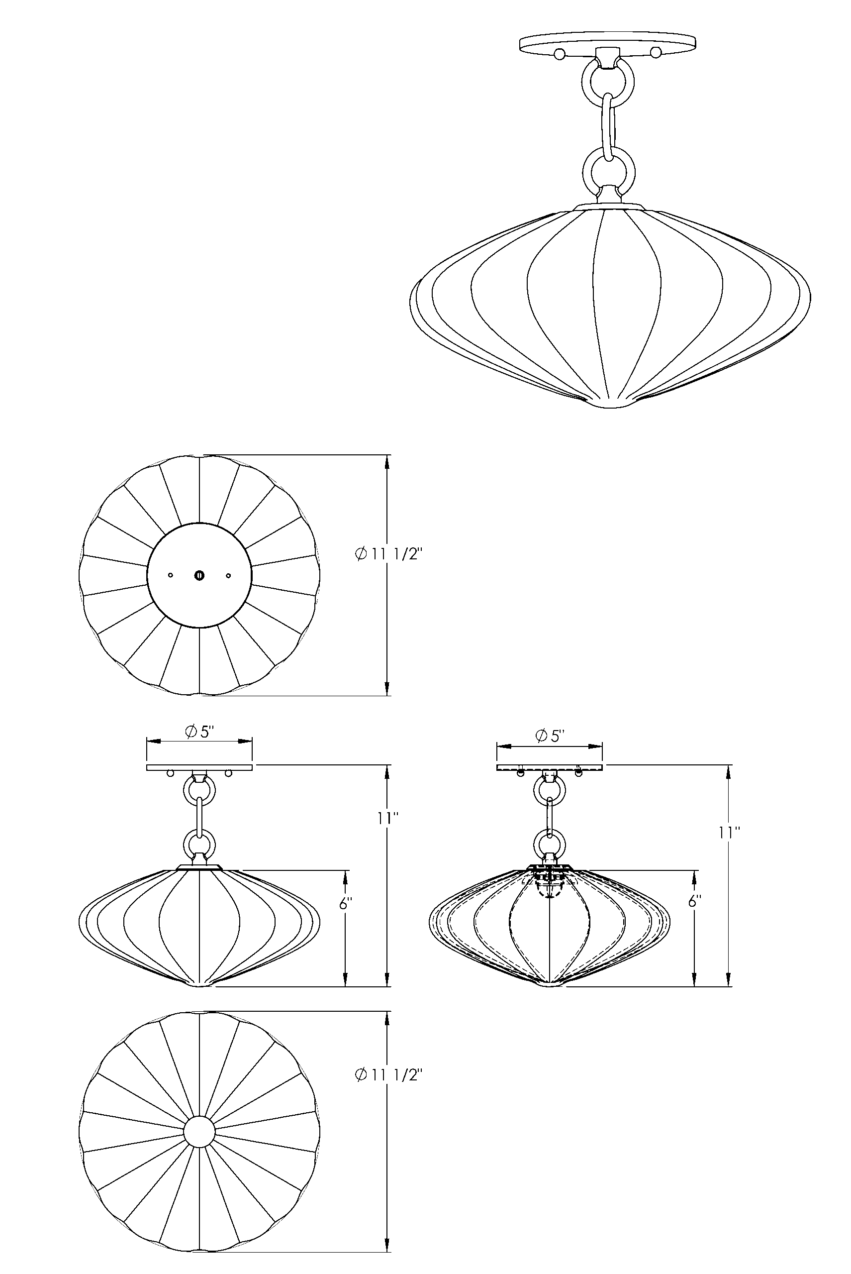 Espadin semi flush technical drawings