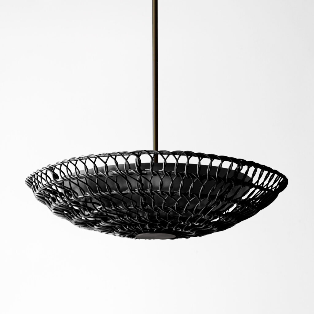 Black Rattan with Oil Rubbed Bronze
