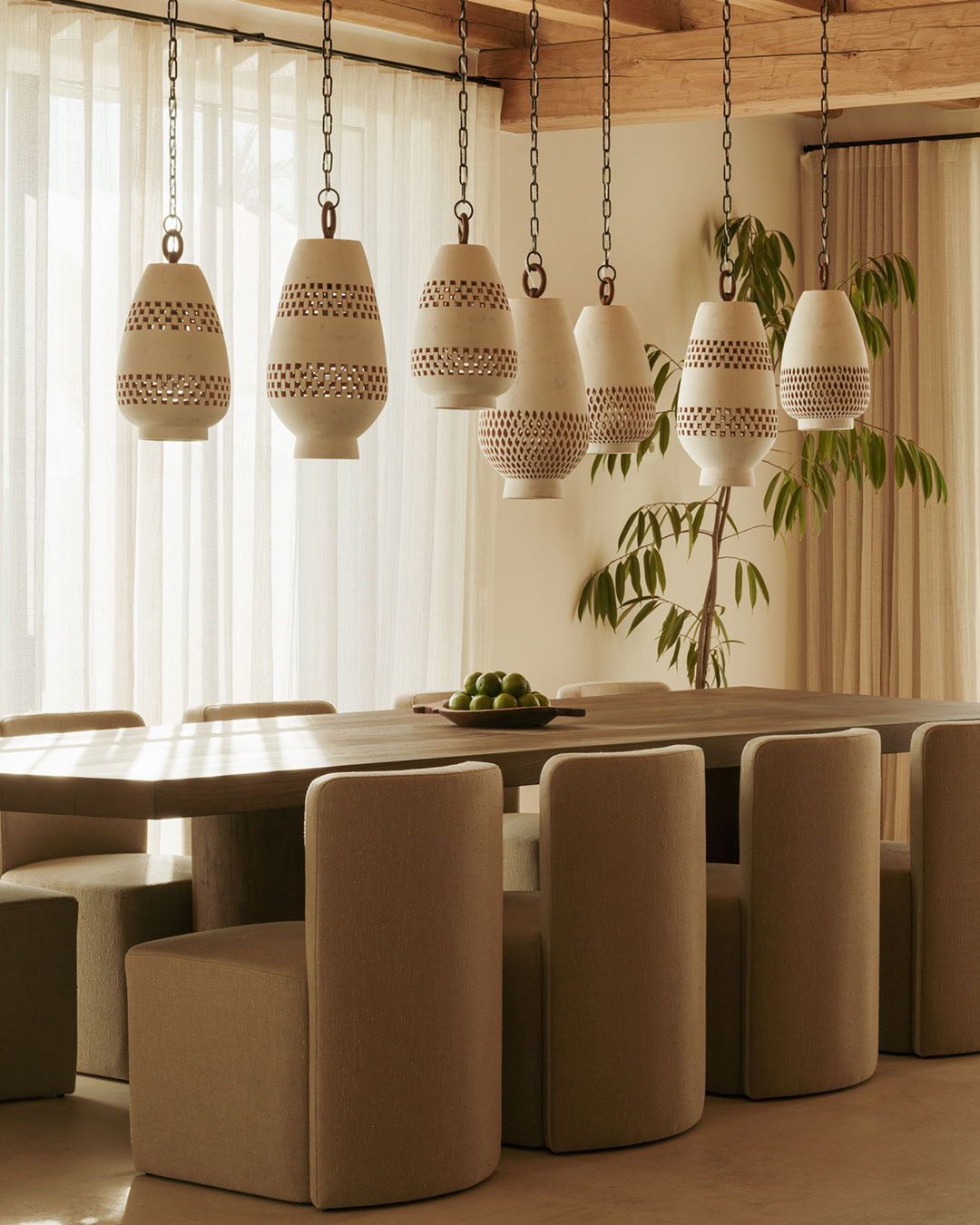 Atzompa Pendants over dining table