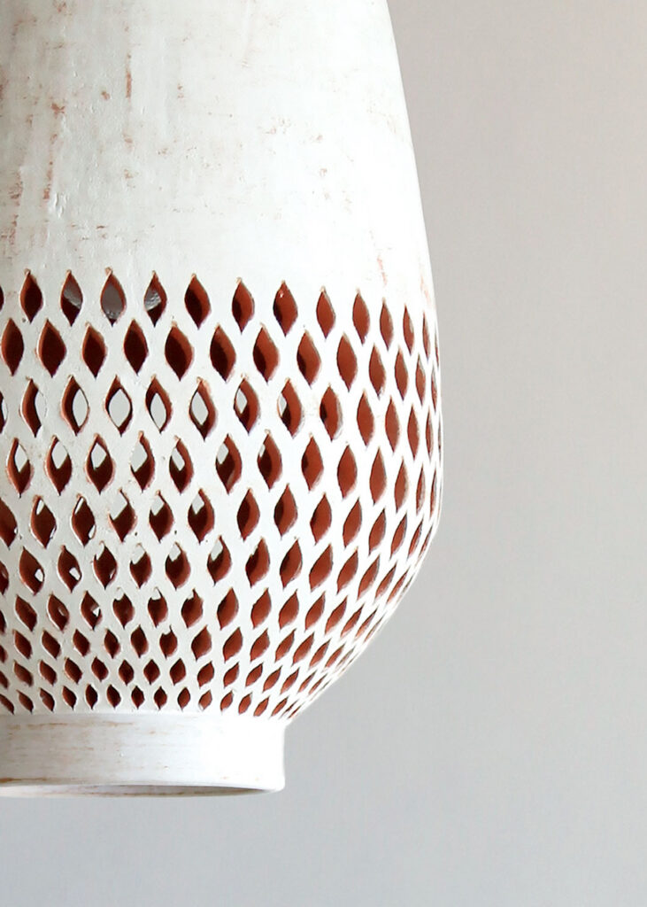 Atzompa-lighting-collection_cascading-clustered-clay-pendant-lights_3 White ceramic pendant lights perfect for living room lighting